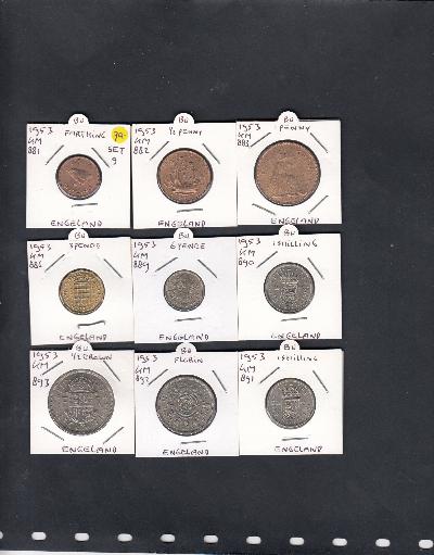 Beschrijving: Farthing-1/2 Crown SET(9) los